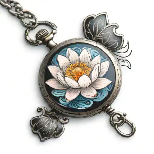 Pocket Watch With Water Lily