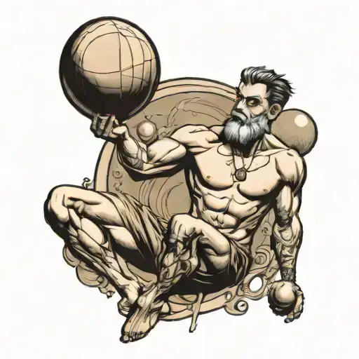 Atlas Holding A Baloon Flooting