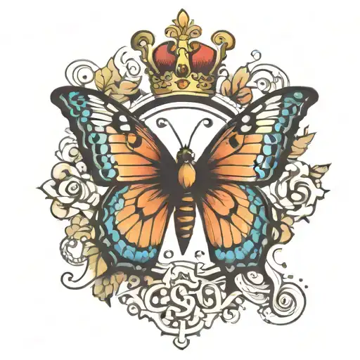 Butterfly With Letter S Crown