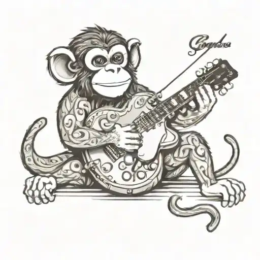 Monkey Playing A Gretsch Electromatic Doublecut Hollow Body