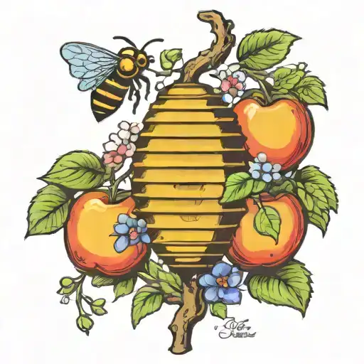 Open Beehive In A Apple Tree