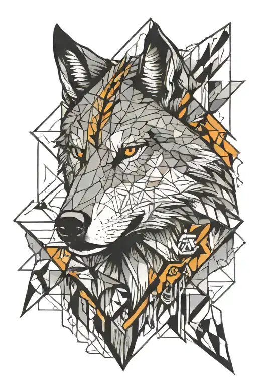 Wolf Head Emerging From Geometry