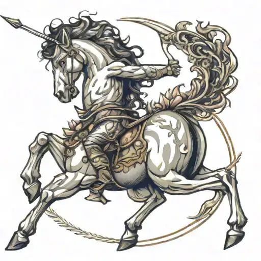 Can You Make A Tattoo Of A Centaur With A Bow And Arrow Shooting Upwards