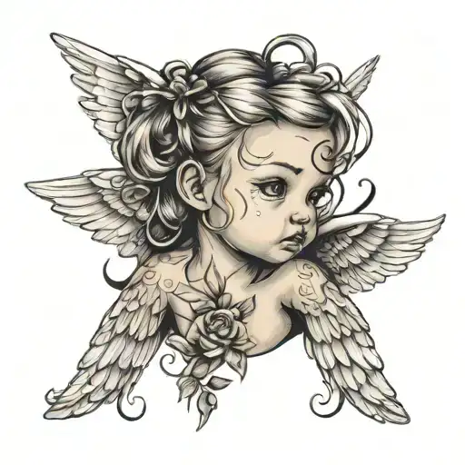 Cherub Angel With Messy Bun And