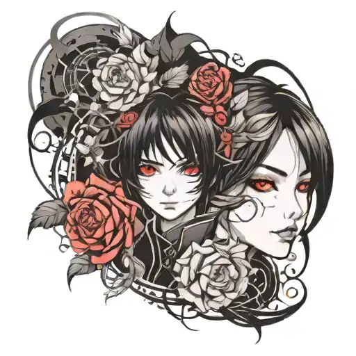 Create A Tattoo Of Dark Anime Within Rectangle And Upto 5 Inchs