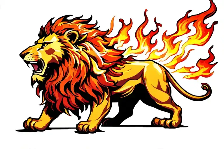 Lion Made Of Fire And Muscle Giving A Cosmic Feel