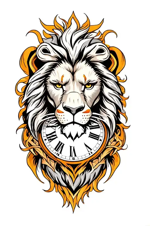 Lion Head And Clock