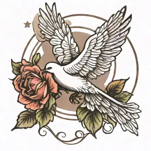 Dove And Moon Hand Tattoo Design