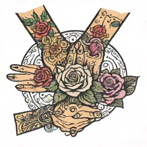 Compas Rose 4 Stick People Holding Hands Holding