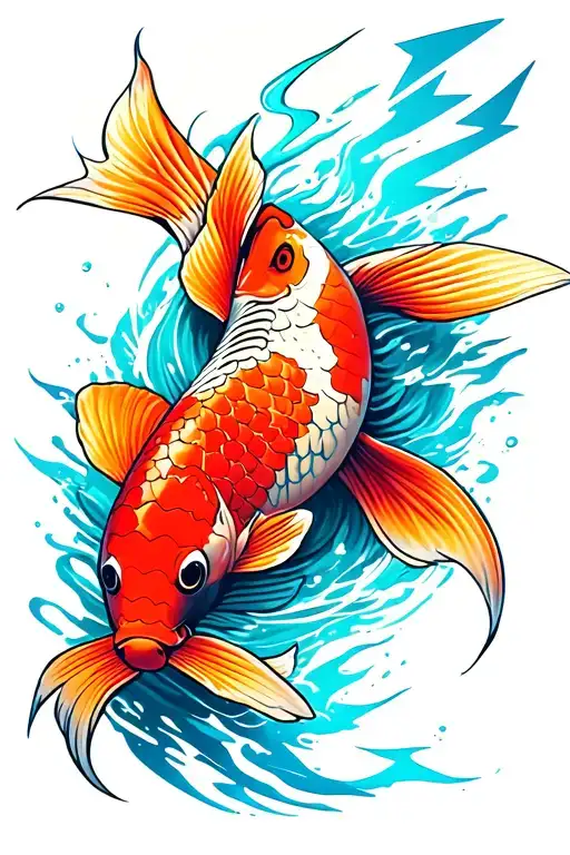 Colorful Koi Fish With Lightening Bolt