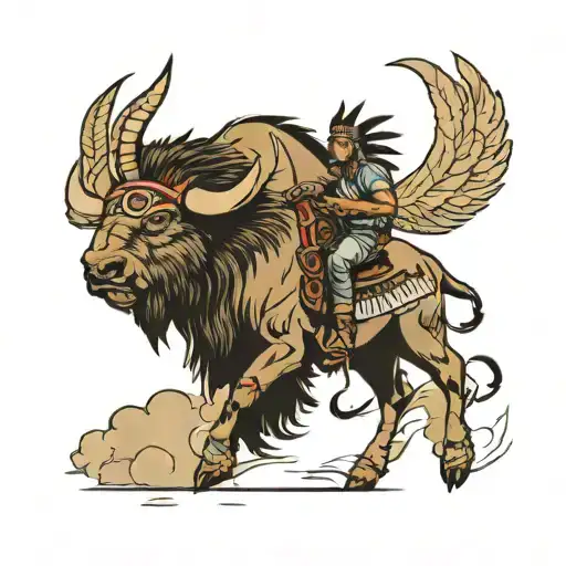 Native American Hunting A Buffalo Simple