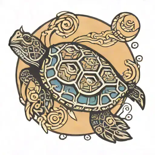Indigenous Turtle And Crescent Moon