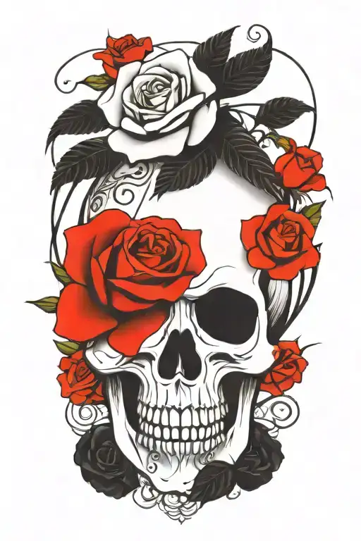 Skull And Roses Surrounding