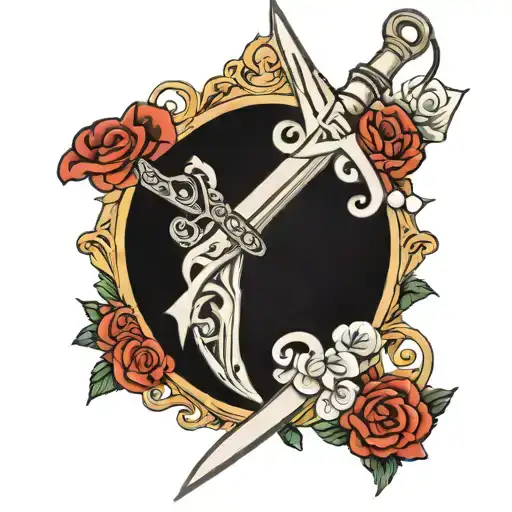 Rosary Sword Tattoo Design