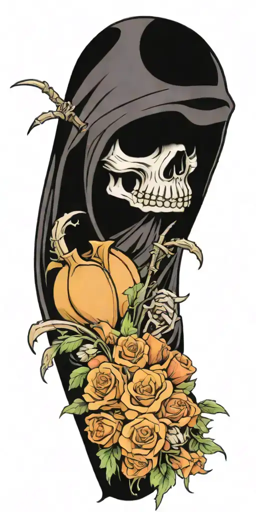 Grim Reaper Holding A Bouquet