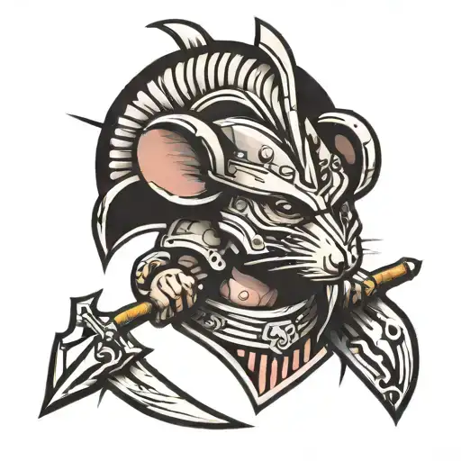 Mouse With Spartan Helmet And Spear