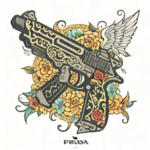 Uzi Gun With Prada Logo Pattern