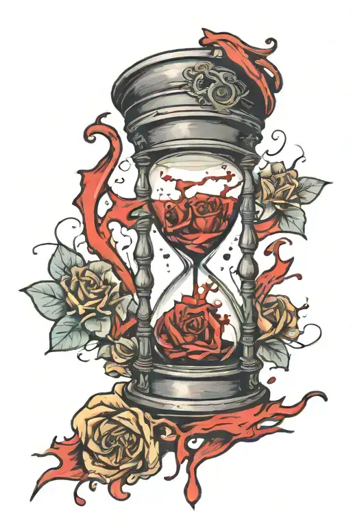 Blood Streaks Spilling From A Broken Hourglass