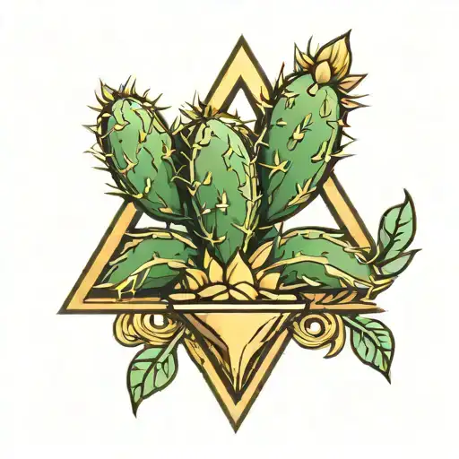 Gold Triangle With A Cactus