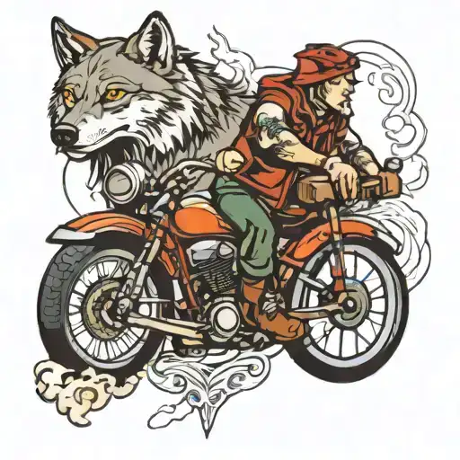 Motorbike And Wolf