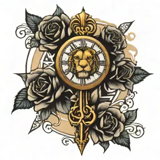 Lion Rose Cross Clock Sleve