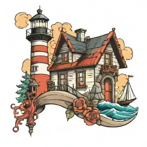 Lighthouse And A Little Shop Far Away
