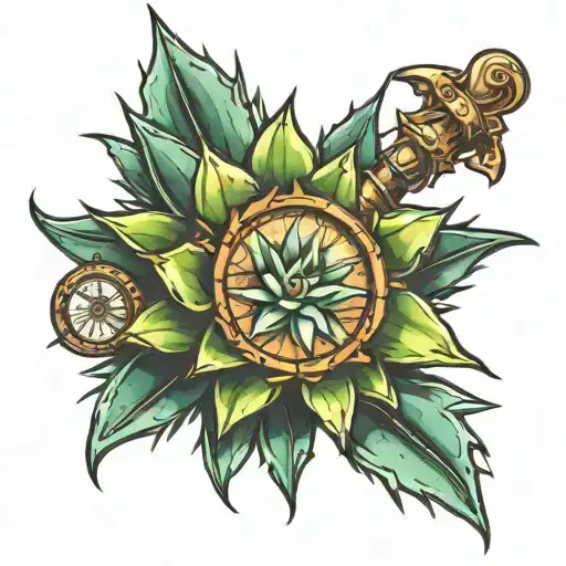 Agave Plant With Compass