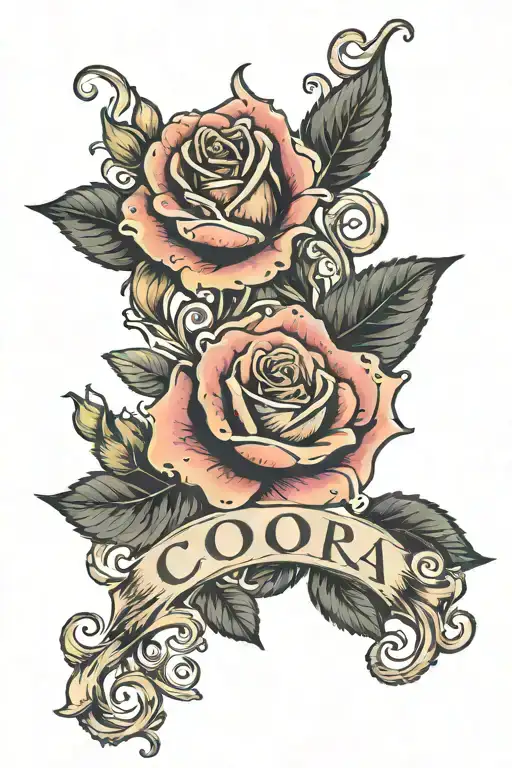 The Word Cora With A Rose