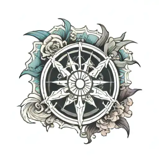 Modern Minimalist Dharma Wheel With Ocean Background
