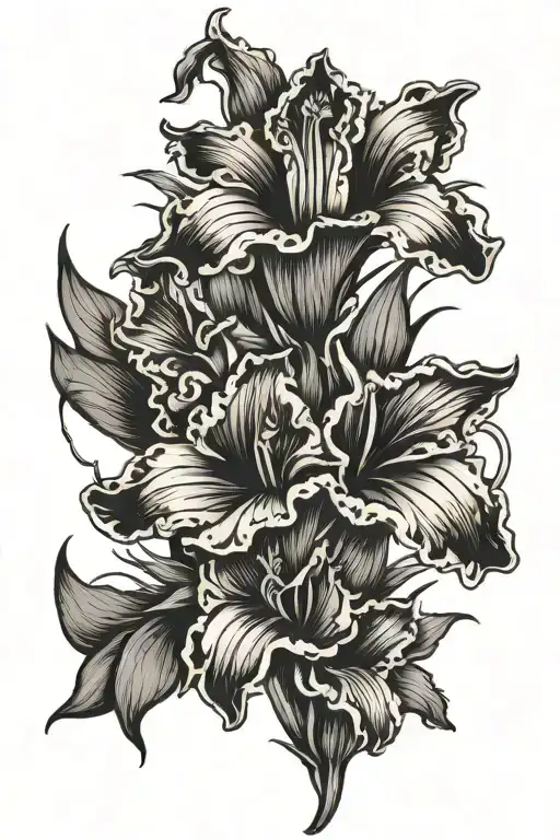 Simple Black And White Gladiolus Flower