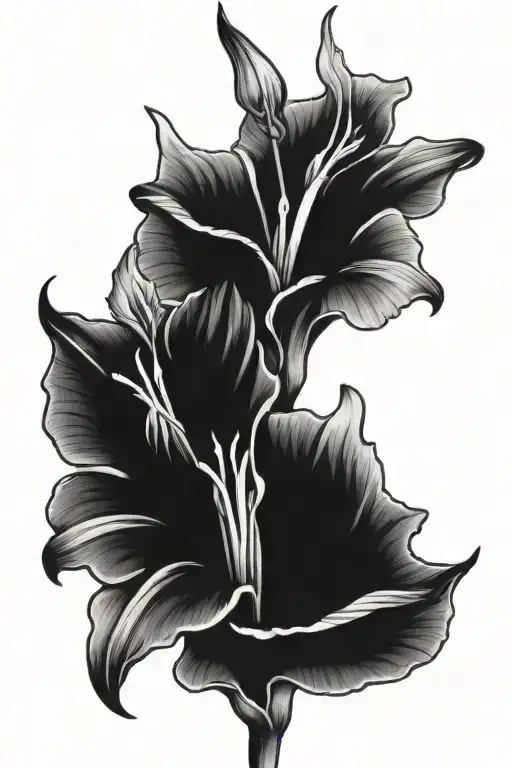Simple Black And White Gladiolus Flower