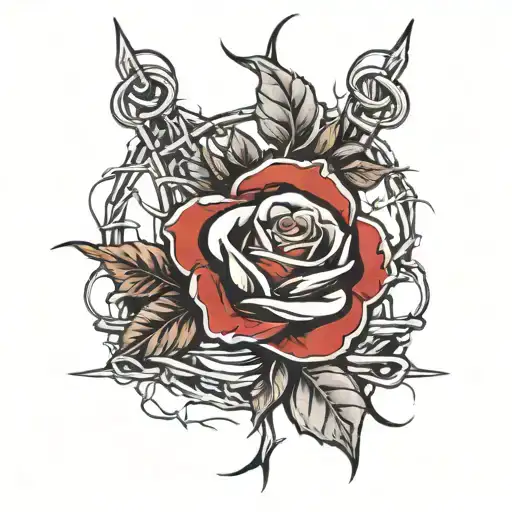 Barbed Wire With Rose And Blood Arm Band