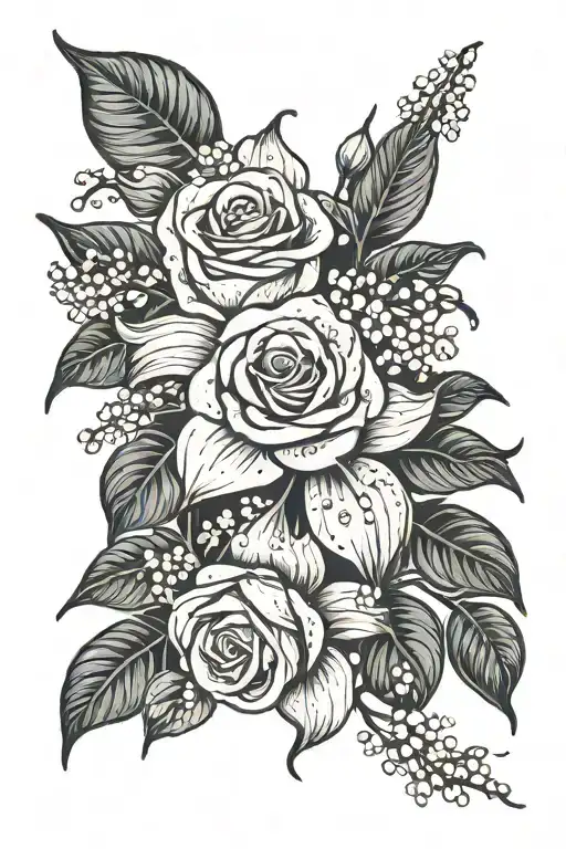 A Simple Rose And Lilly Of The Valley Roses Growing Together