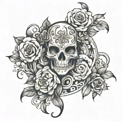 Create Me A Tattoo Design For Leg Head With In The Center Empty Space