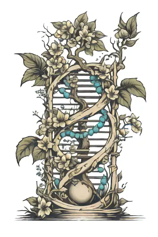 Dna Tree Growing Inside With Flowers