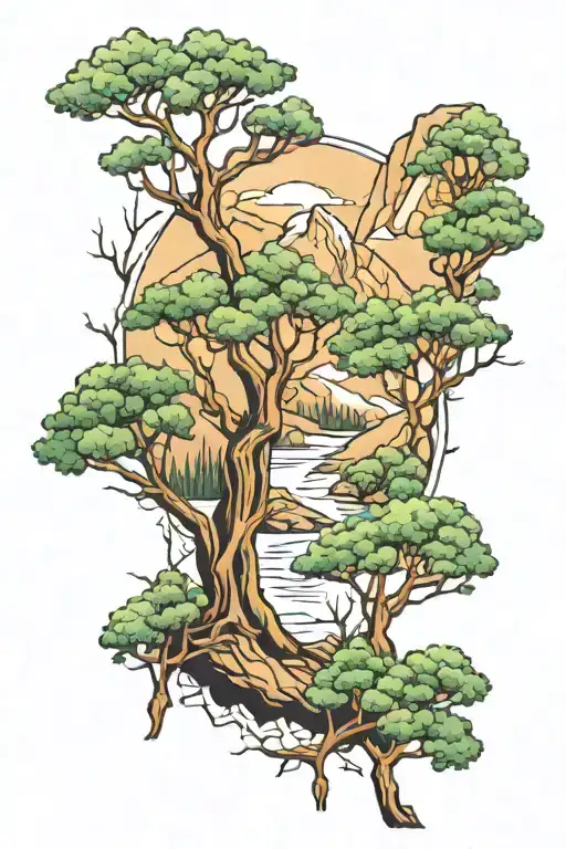 Mountain Landscape Tree Branches