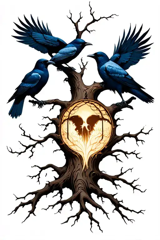 Dead Tree Of Life Tattoo With Crows