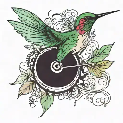 Hummingbird With Musical As Wings In A Steel Pan