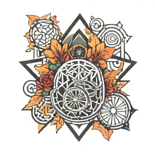 A Geometric Pattern Incorporating The Wheelchair Symbol And The Word 'Friendship'