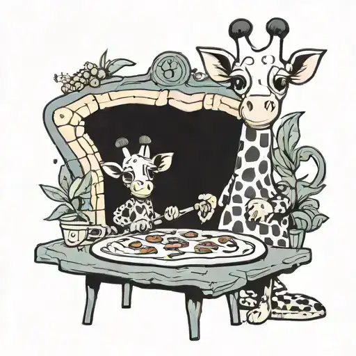 Baby Jiraffe Cooking A Pizza