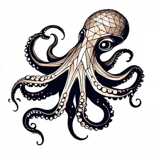 Octopus Outline With Geometric Shapes Design Inside