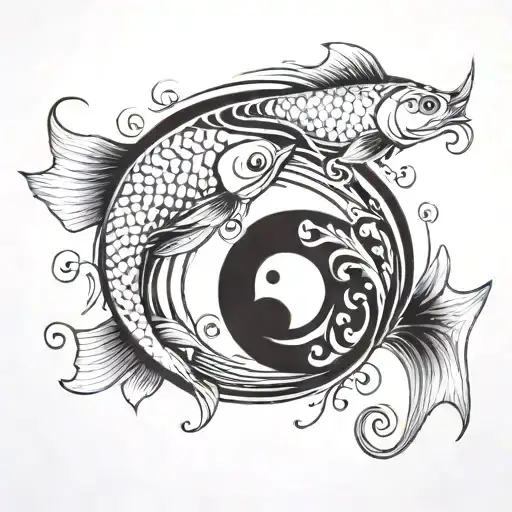 Two Fish Swimming Around Each Other In A Yin Yang Pattern