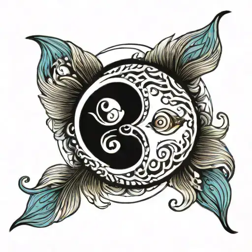 Two Fish Swimming Around Each Other In A Yin Yang Pattern