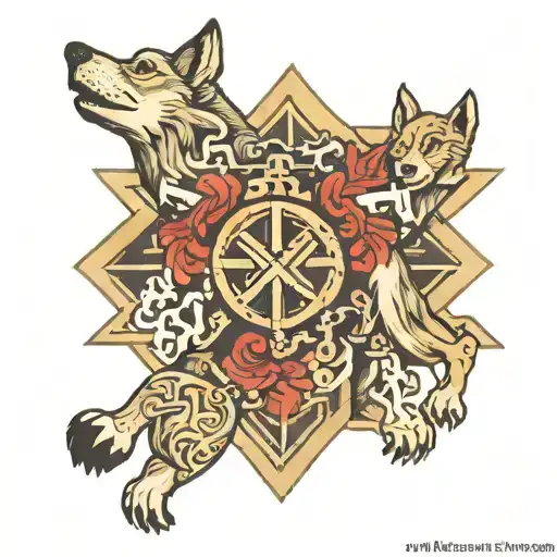 Wolf And Jerusalem Cross