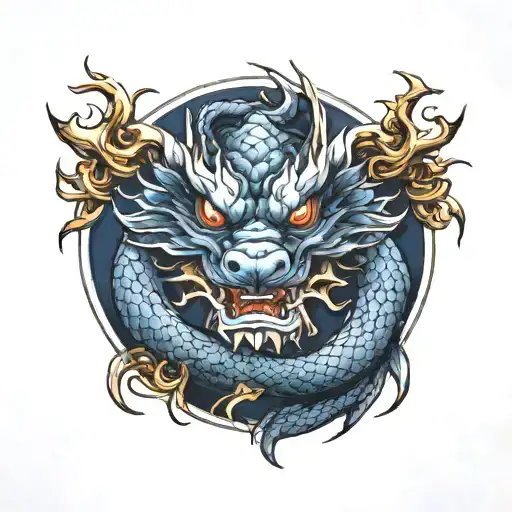 Dark Blue Dragon On Arm