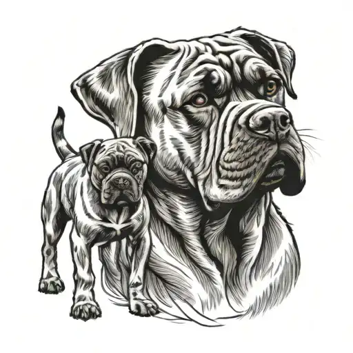 Female Cane Corso And Little Girl Standing