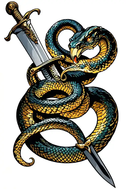 Snake Wrapped Around Sword