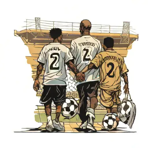 African American Older And Younger Brother Holding Hands Looking Into A Soccer Stadium As A Dream
