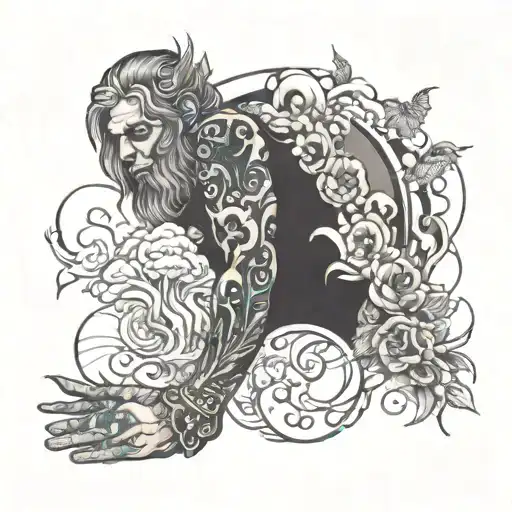 Full Arm Sleeve With Wrist Being Life On Earth And Working Your Way To Heaven At The Shoulder