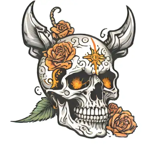 Tattoo With A Skull Getting Its Soul Sucked Out Of Its Eyes